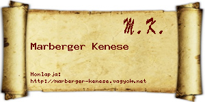 Marberger Kenese névjegykártya